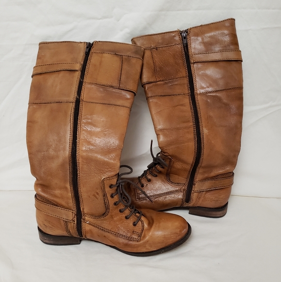 Riding Boot Knee High Carmel Zippered Buckles Laces Very Comfortable S-41 - Picture 2 of 9